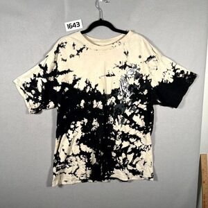 Dikotomy T Shirt Mens M Black White Tie Dye Praying Hands Rose Boxy Fit Pullover